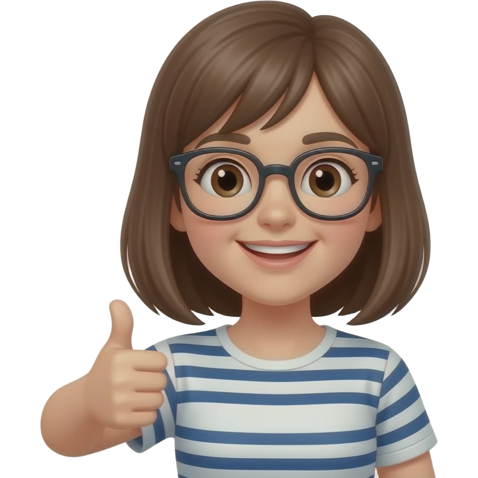 Girl with glasses and thumbs up 👍🏻 and without body just show face emoji