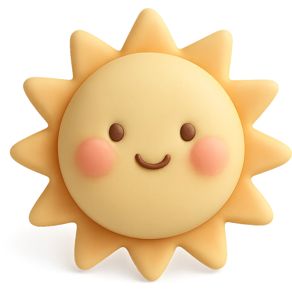 adorable puffy summer sun with blushing cheeks emoji