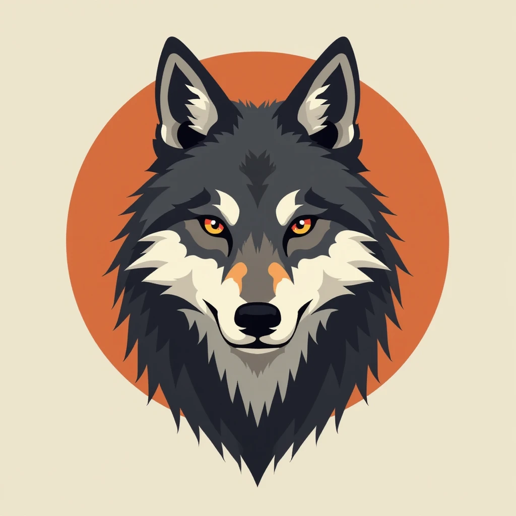 Flat design style wolf emoji
