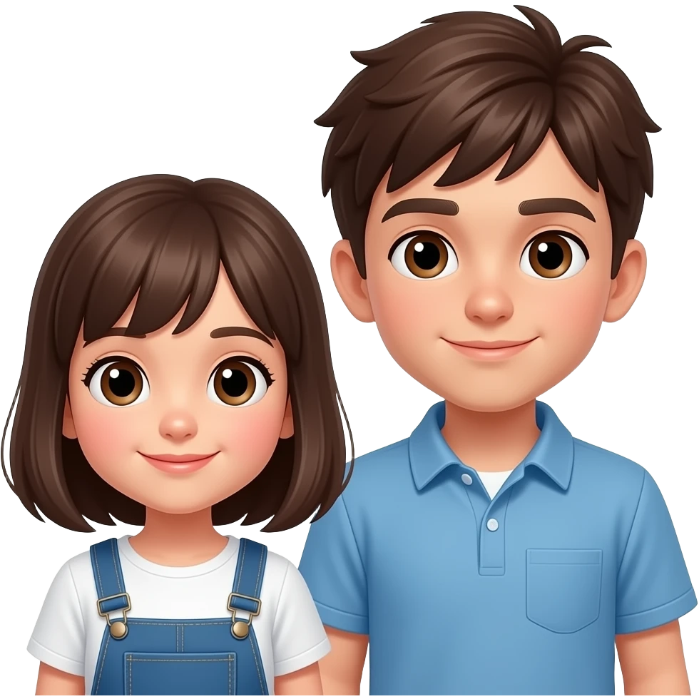 Short girl beside tall boy brown eyes emoji