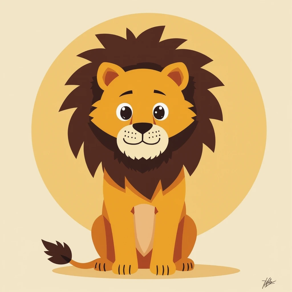 Flat design style lion emoji