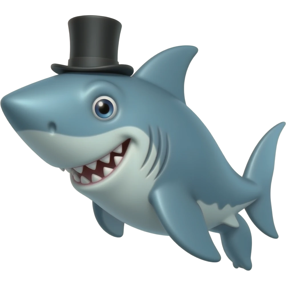Shark with a top hat emoji