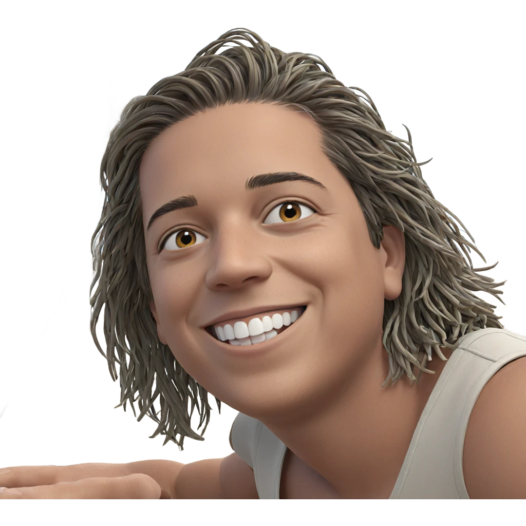 smiling boy at beach emoji
