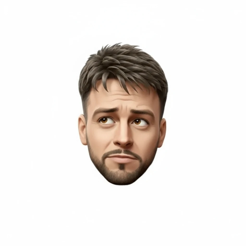 нарисуй это лицо, в таком же стиле, только задумчивое, без фона emoji