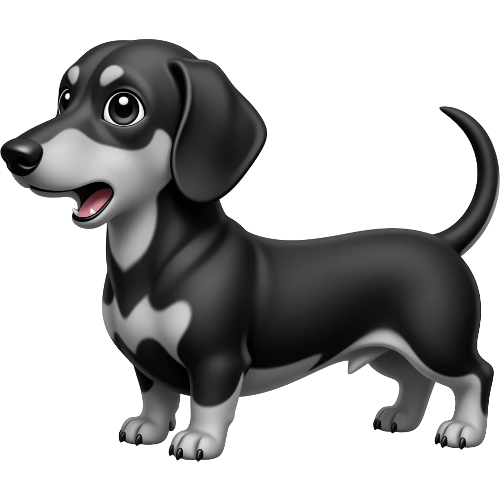 surprised dachshund side eye full body black and white emoji