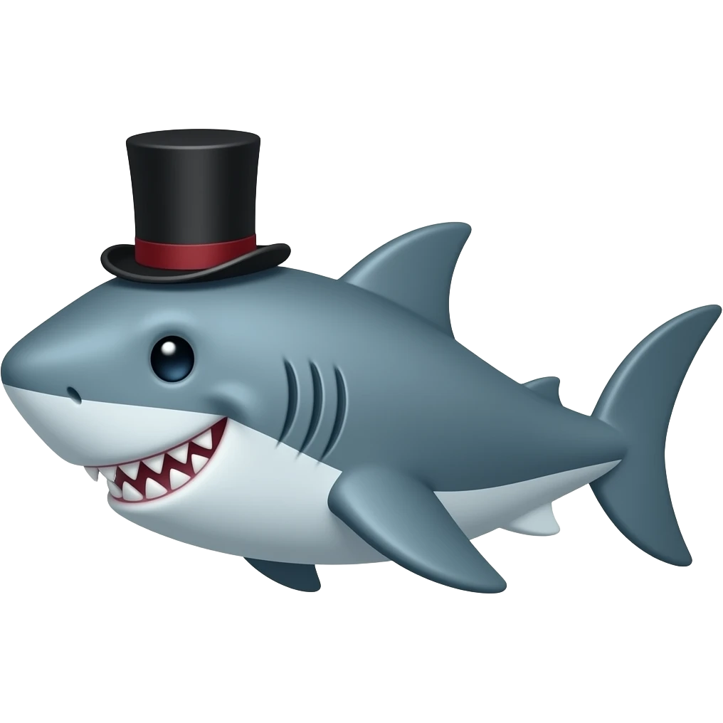 Shark with a top hat emoji