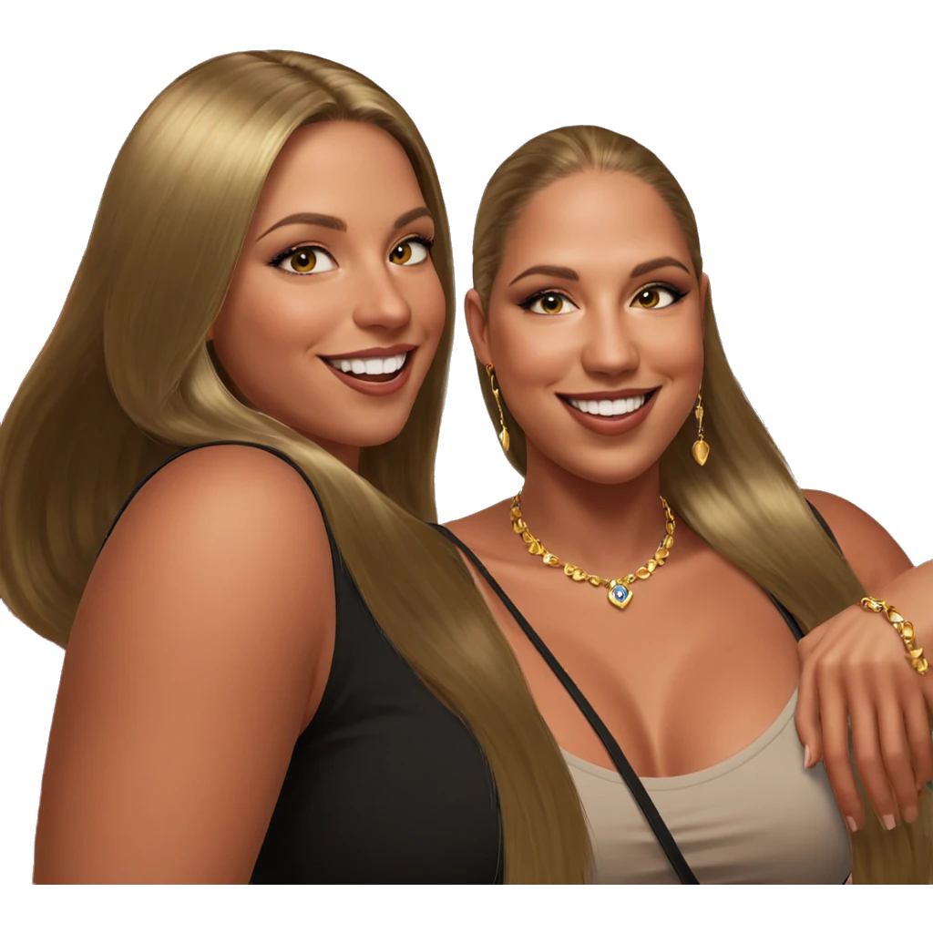 blonde girls with jewelry smiles emoji