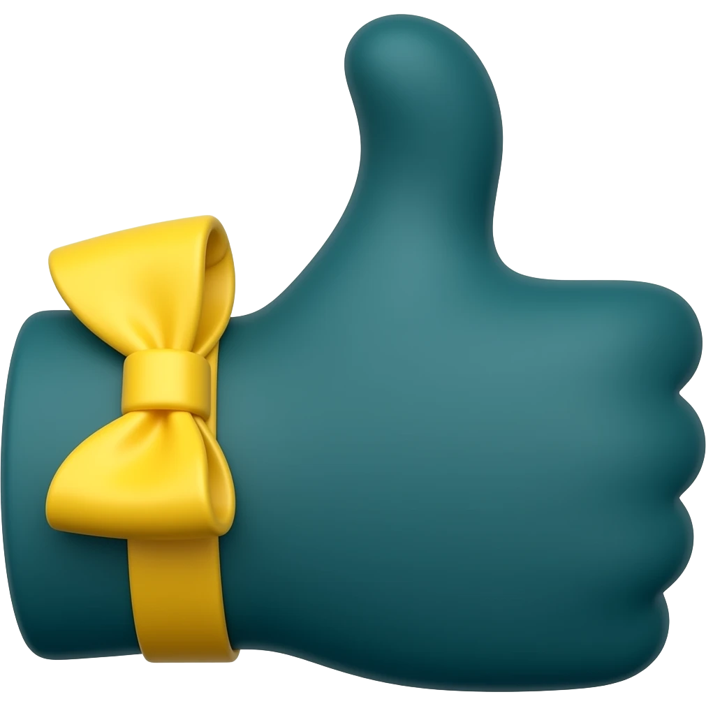 darker teal thumbs up with yellow bow on cuff emoji