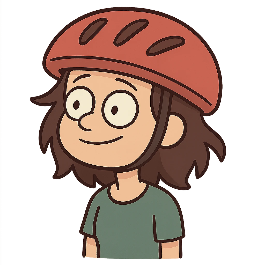 girl with a red bike helmet, cartoon style emoji
