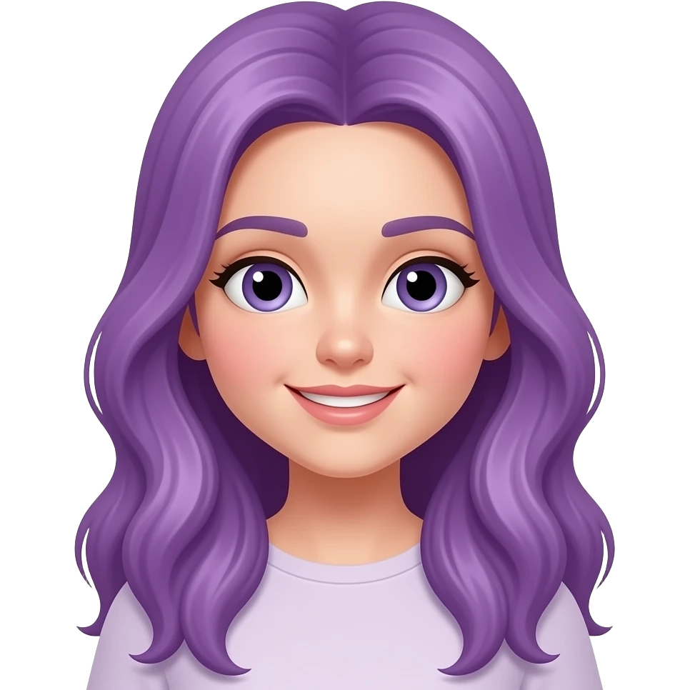 girl with long purple hair says happy birthday emoji
