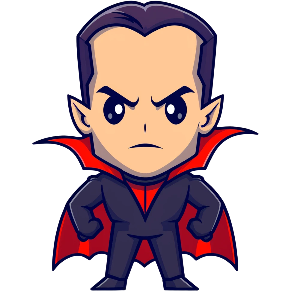 Dracula with slicked back hair and vampire cape emoji