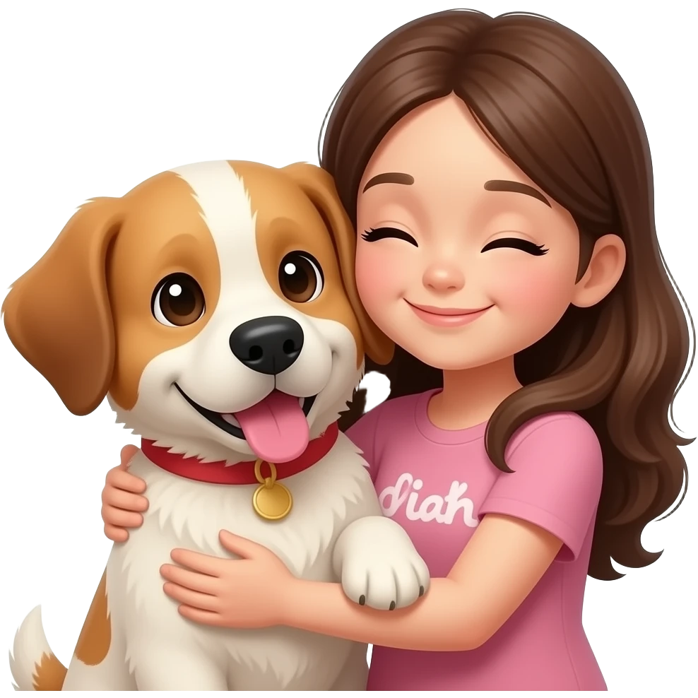 girl hugging dog emoji