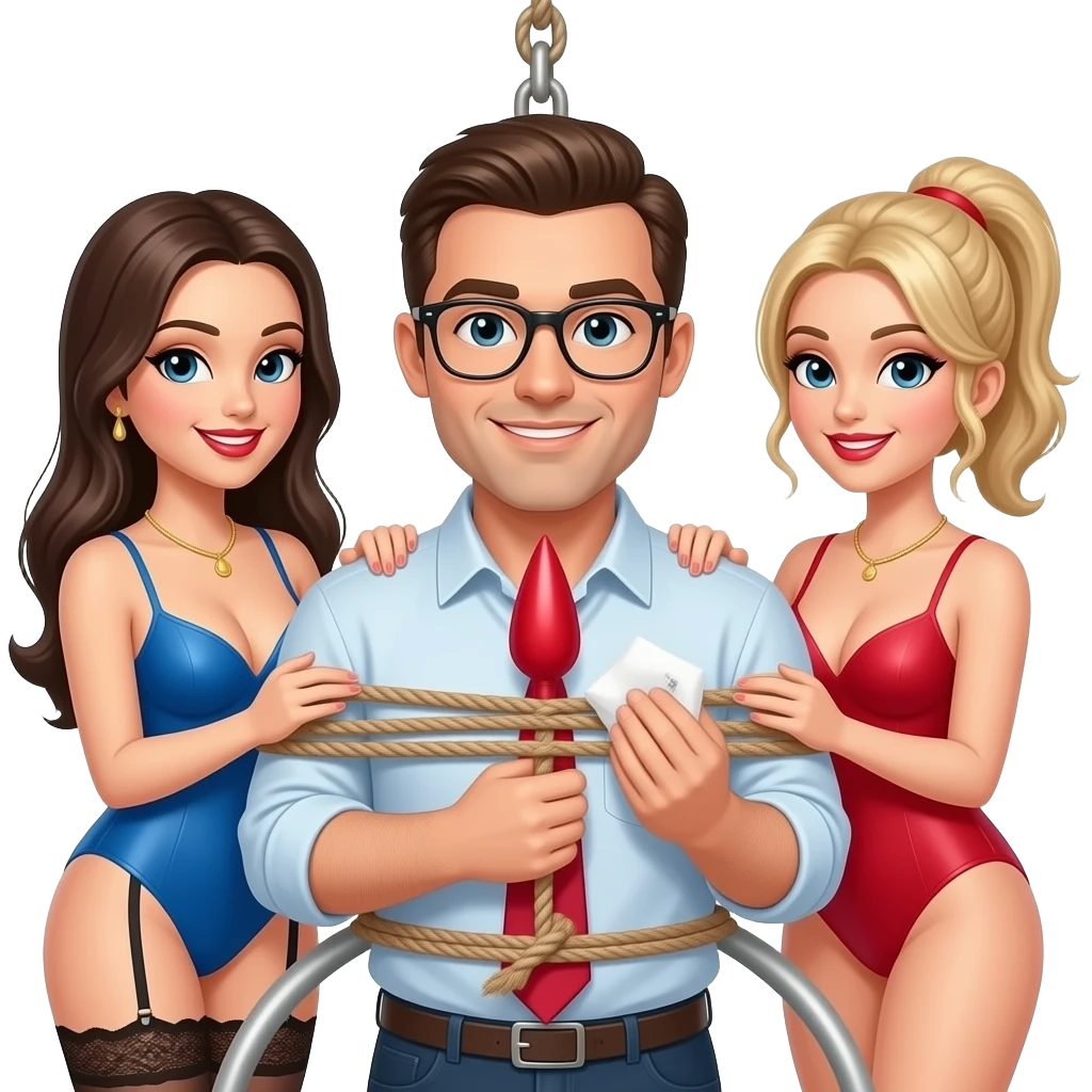 Bdsm Husban tied in sex swing geting wiped by mistresses with strapon dildo emoji