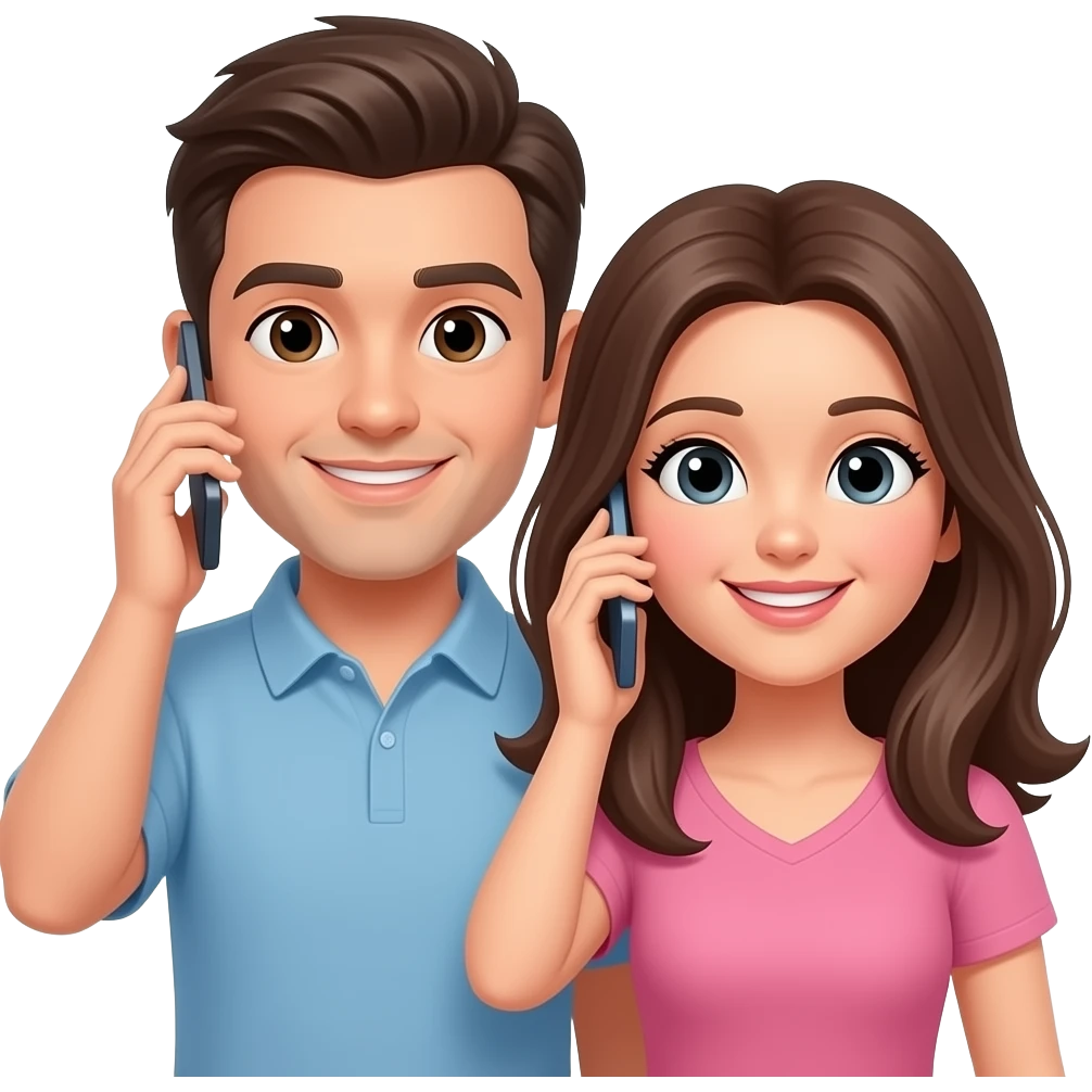 pareja con celular los dos emoji