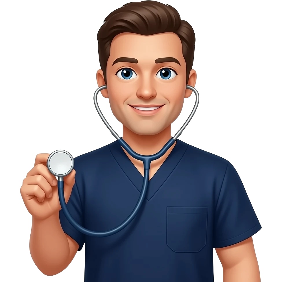 male nurse navy scrubs and stethoscope emoji