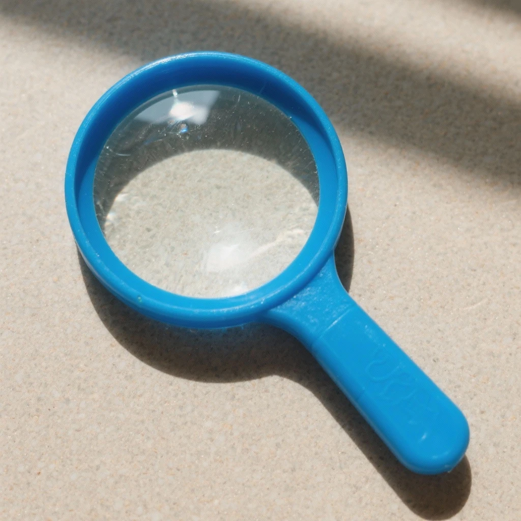 magnifying glass in blue plastic emoji