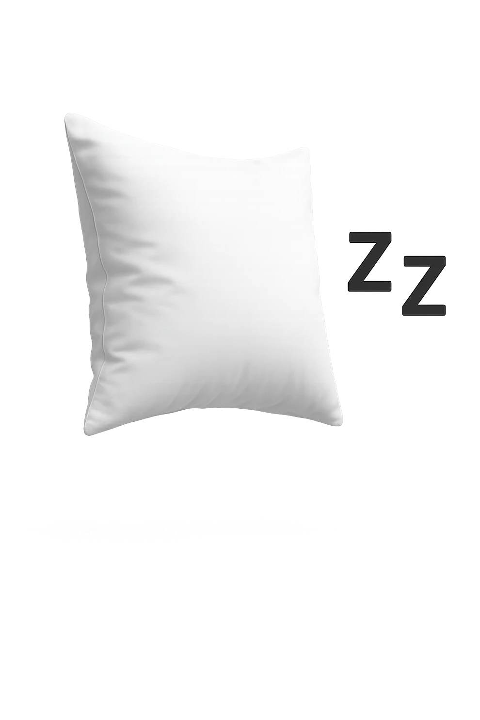 un cuscino per dormire fluttua in aria insieme alla scritta Z Z Z iperrealistici emoji