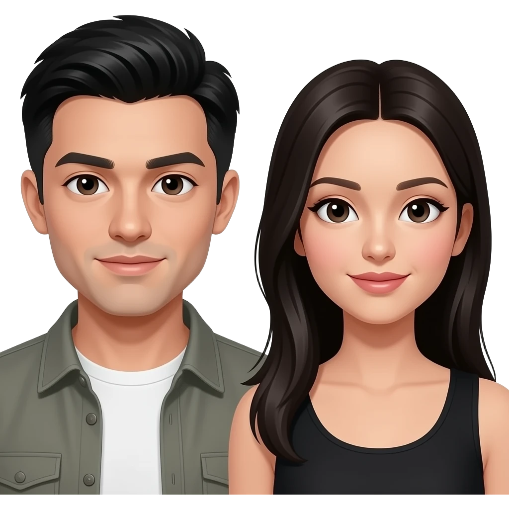 White White male,black hair the black  female is perfect emoji