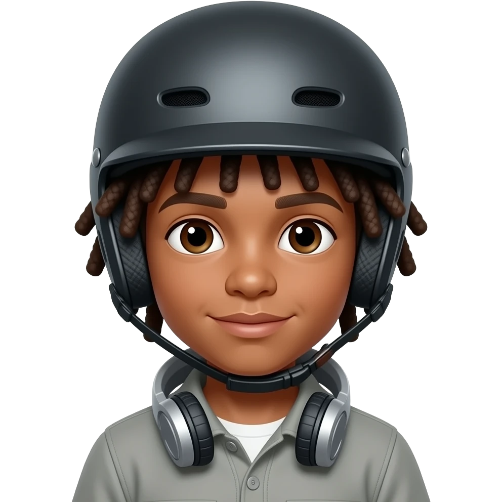 un jeune garçon avec des dreads locks et un casque autour du cou emoji