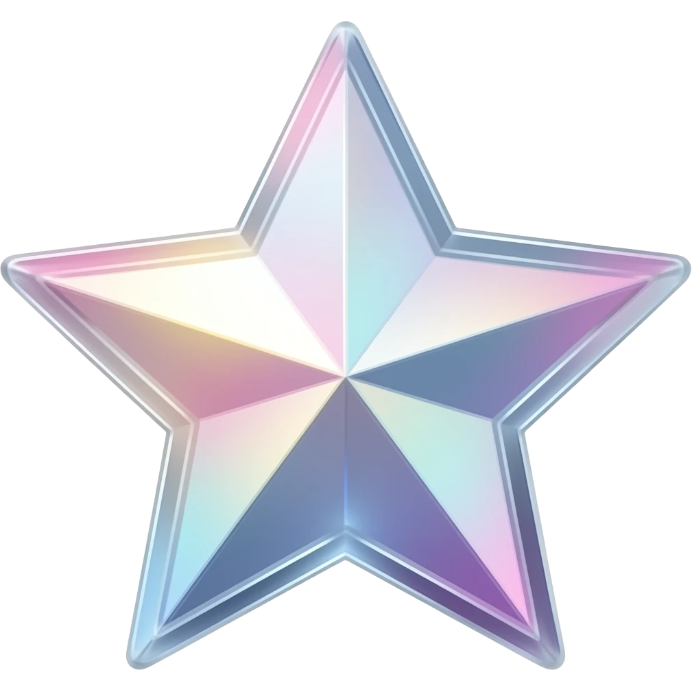 Разноцветная блестящая полупрозрачная звезда emoji