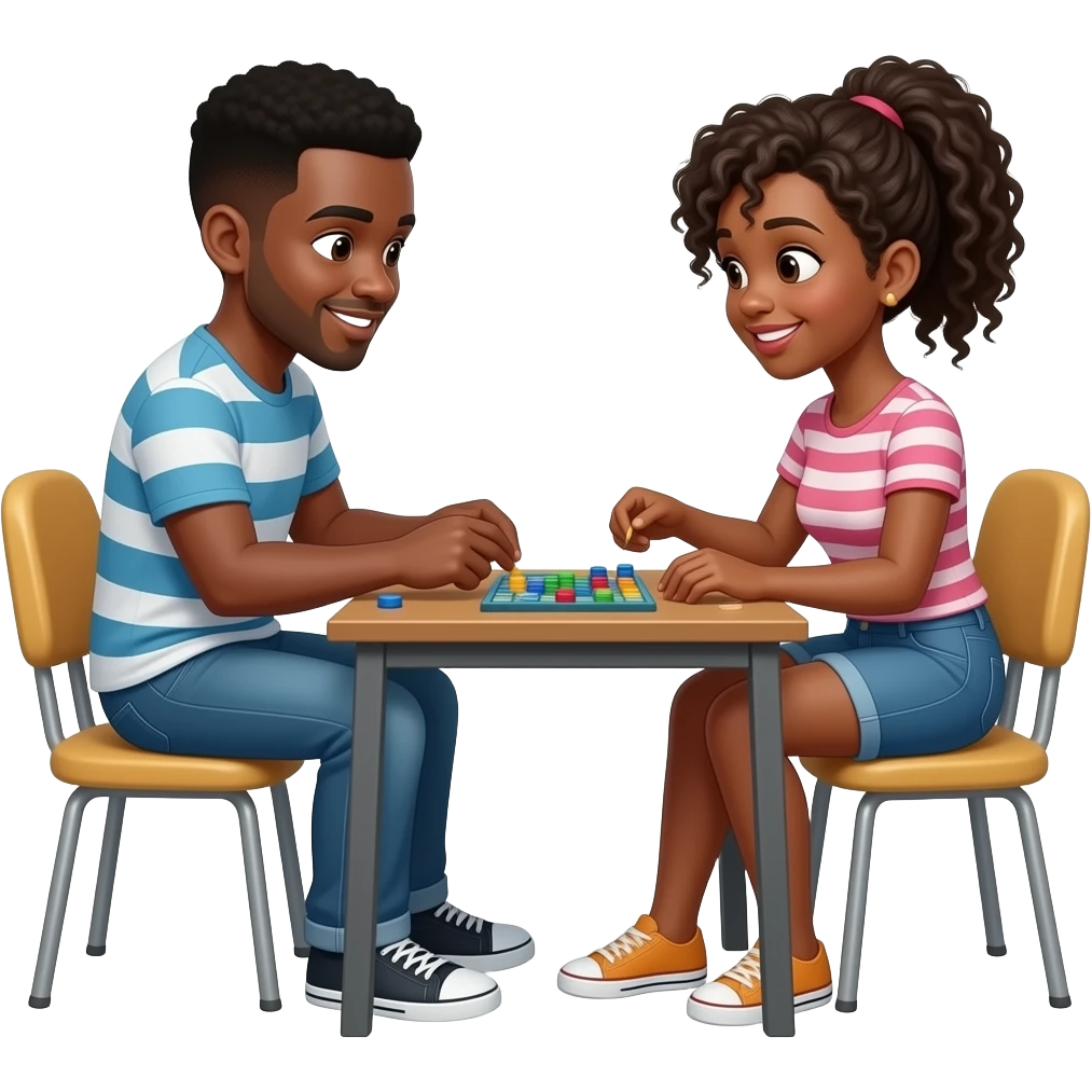 Black man and black woman play game emoji