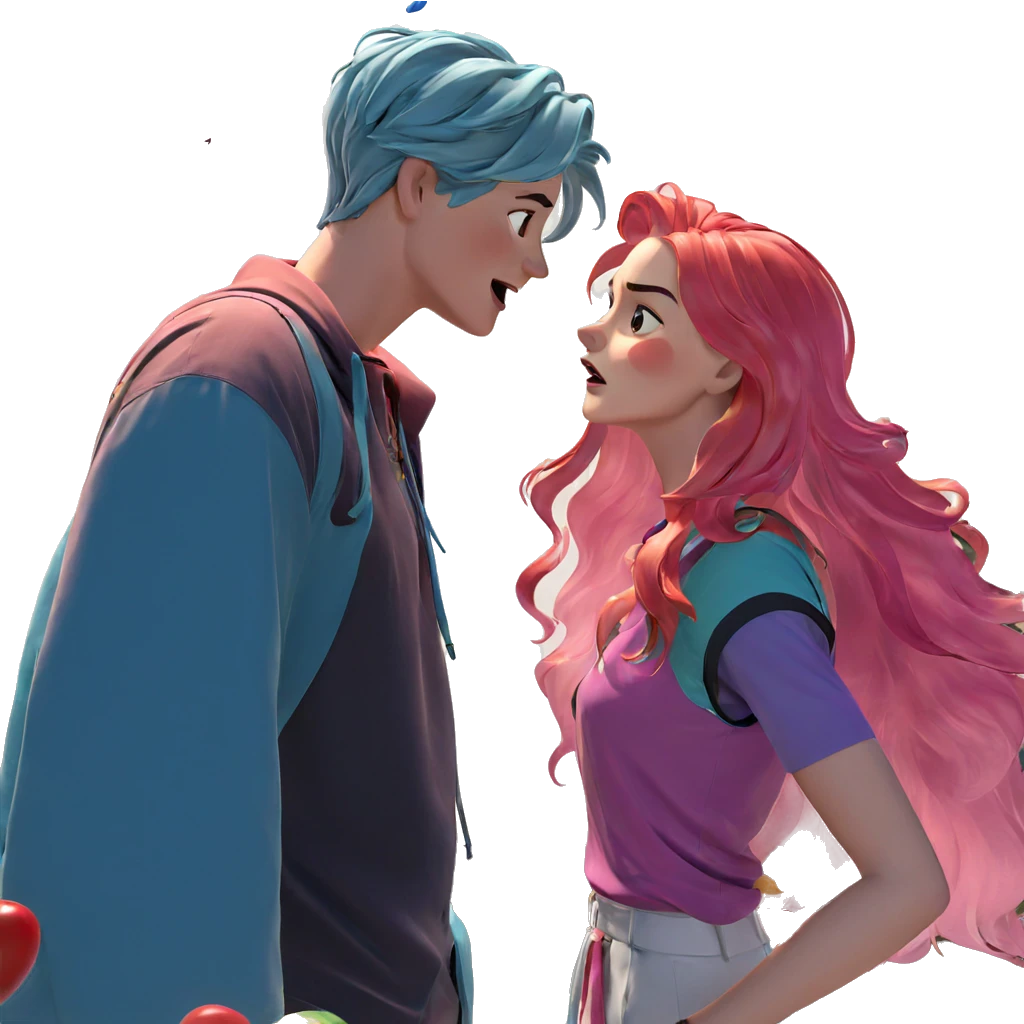 sweet moment with colorful friends emoji