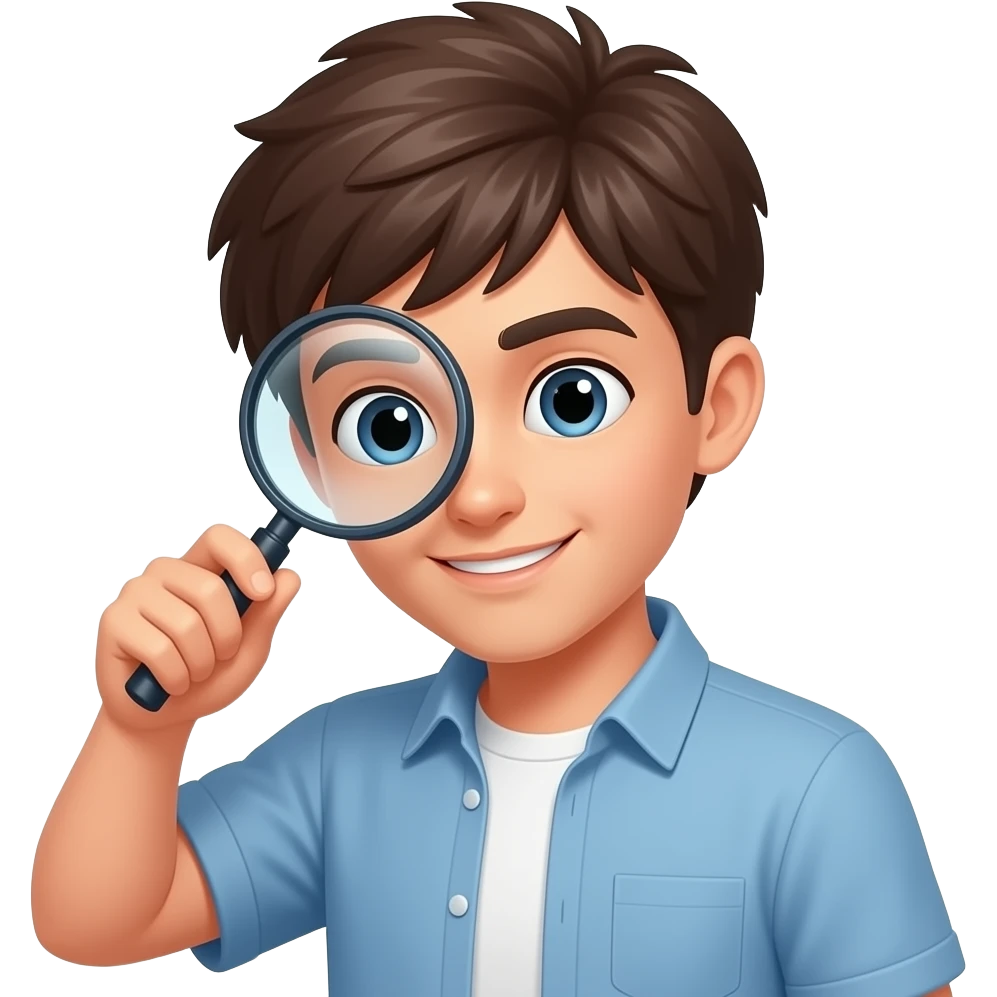 just guy find something, with magnify emoji