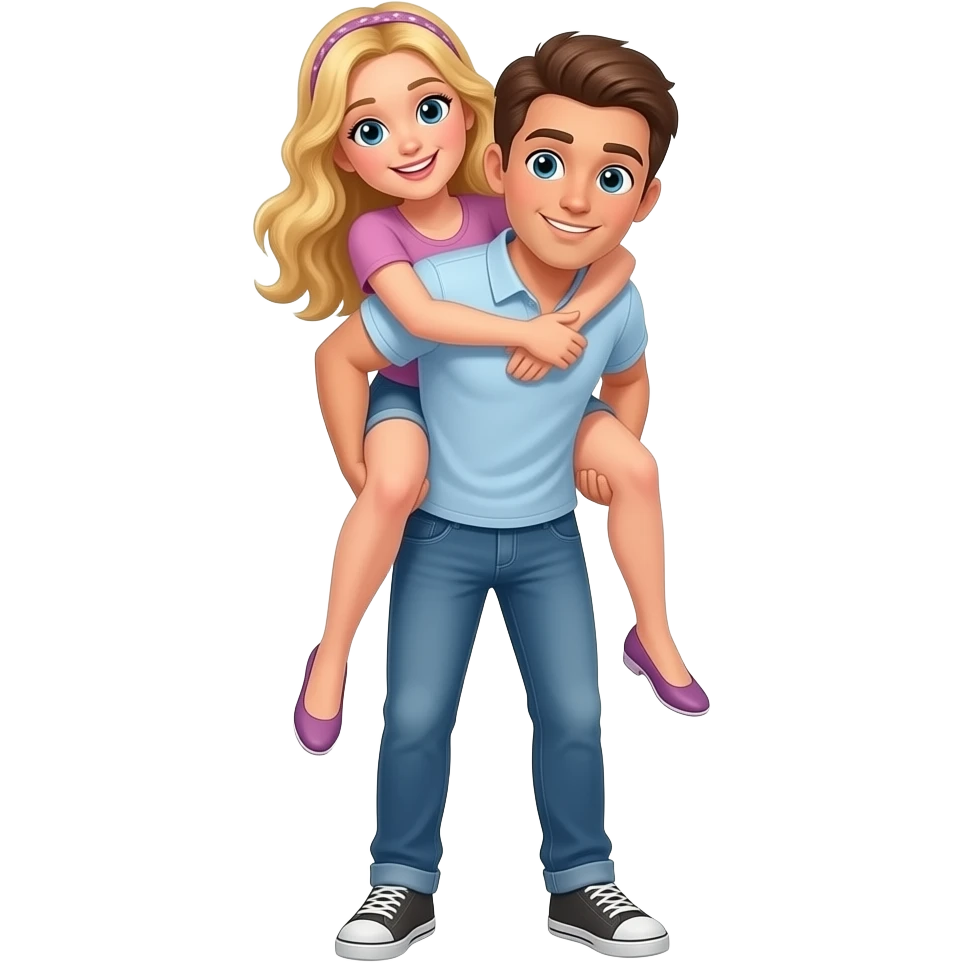 Boyfriend giving blonde girlfriend a piggyback ride emoji