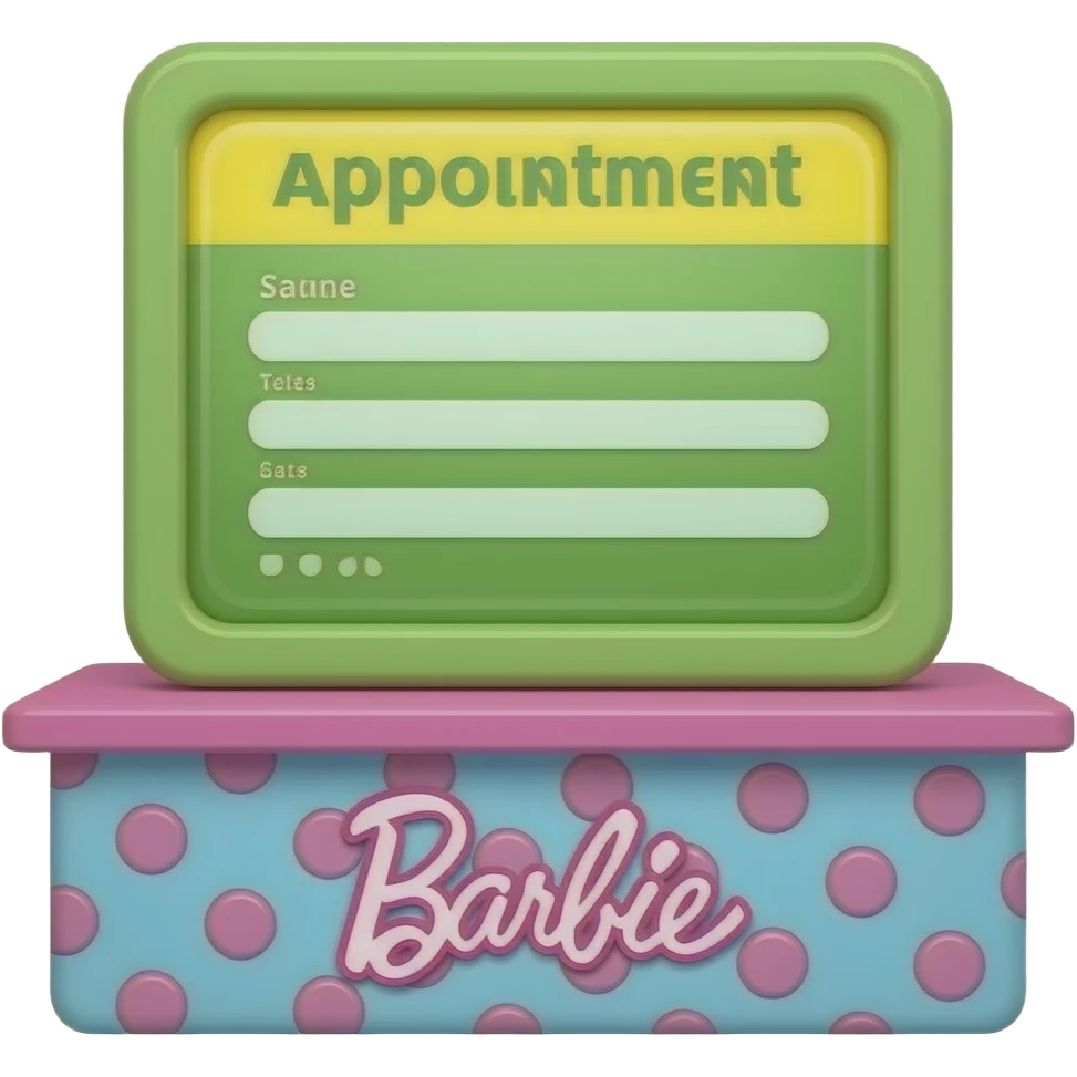 green yellow Appointment tablet on salon beauty inspired by Barbie colour pallete emoji