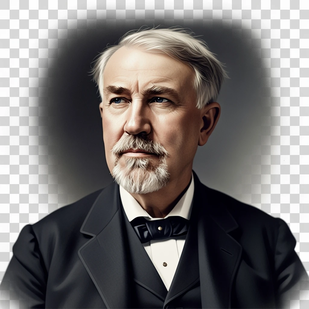 Generate in realistic style Thomas Edison. png on transparent background emoji