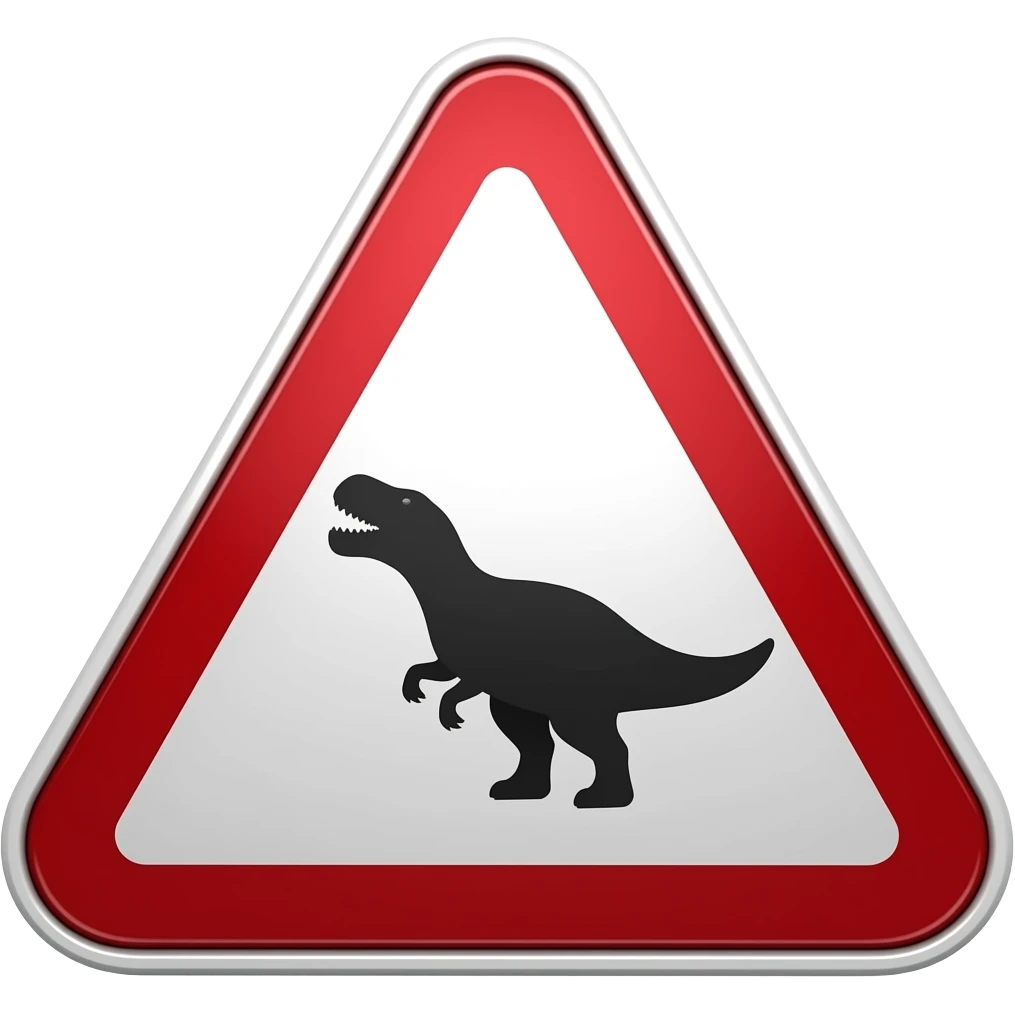 공룡 조심 빨간색 표지판 emoji