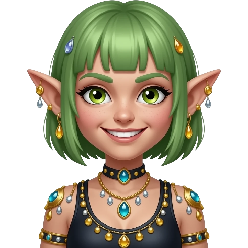 Goblin girl with shiny trinkets emoji