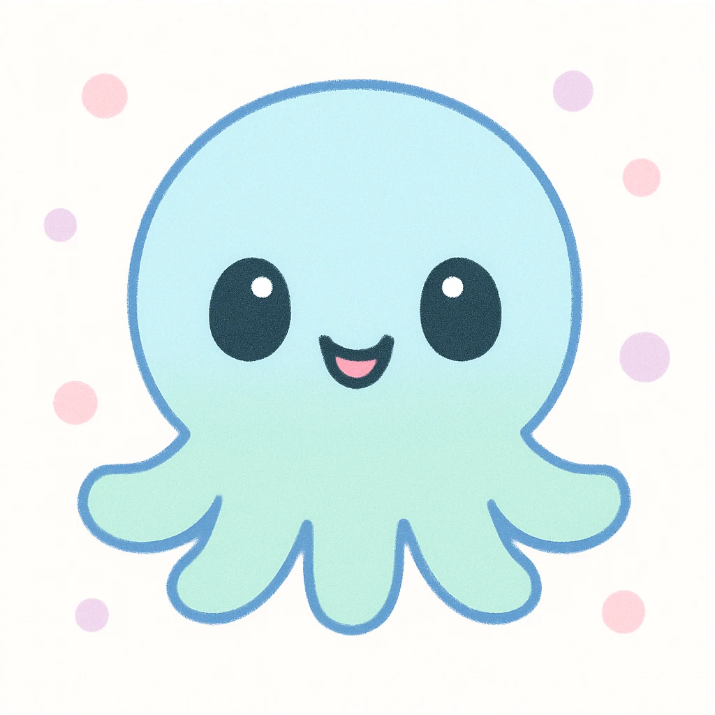 cute octopus with a visible mouth, big eyes, soft colors, simple background emoji