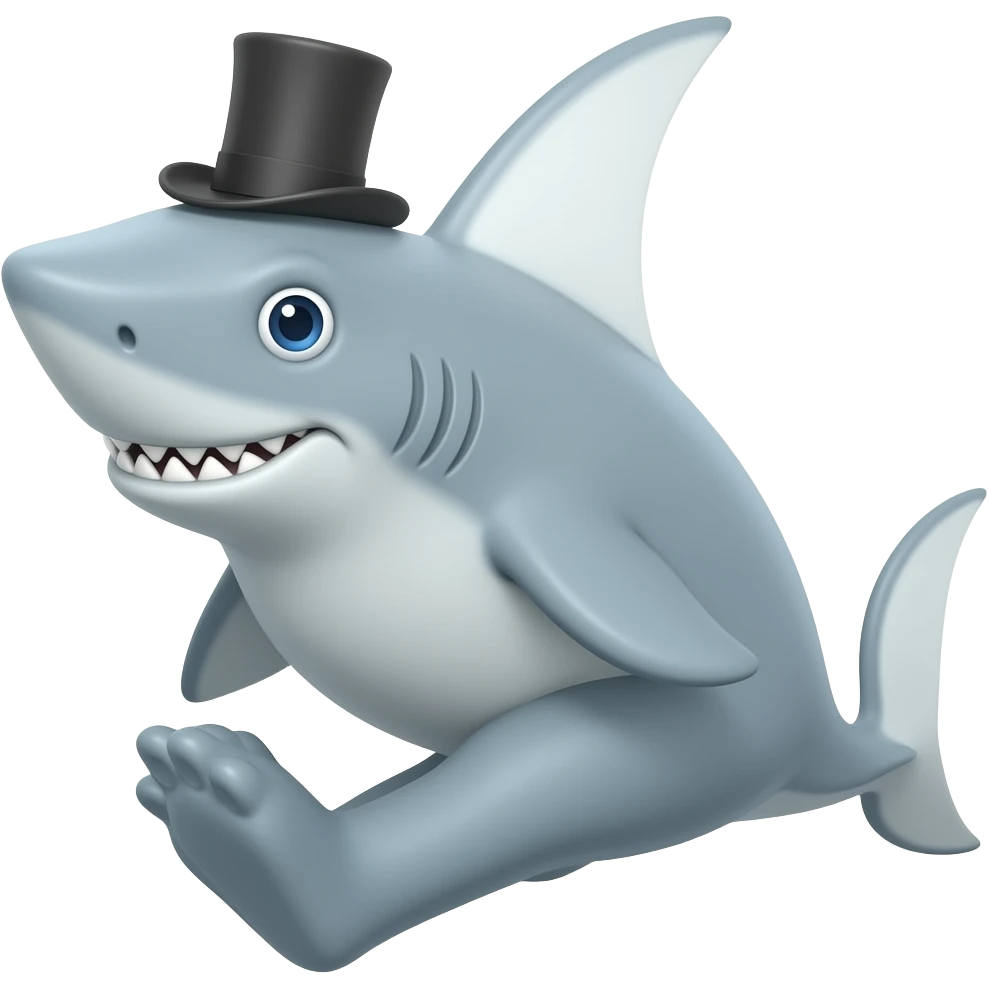 Shark with a top hat emoji
