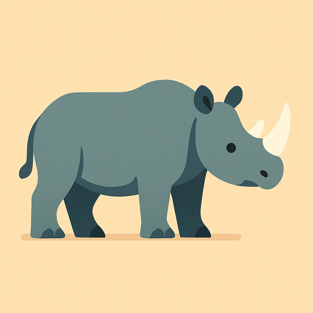 Flat design style rhinoceros emoji