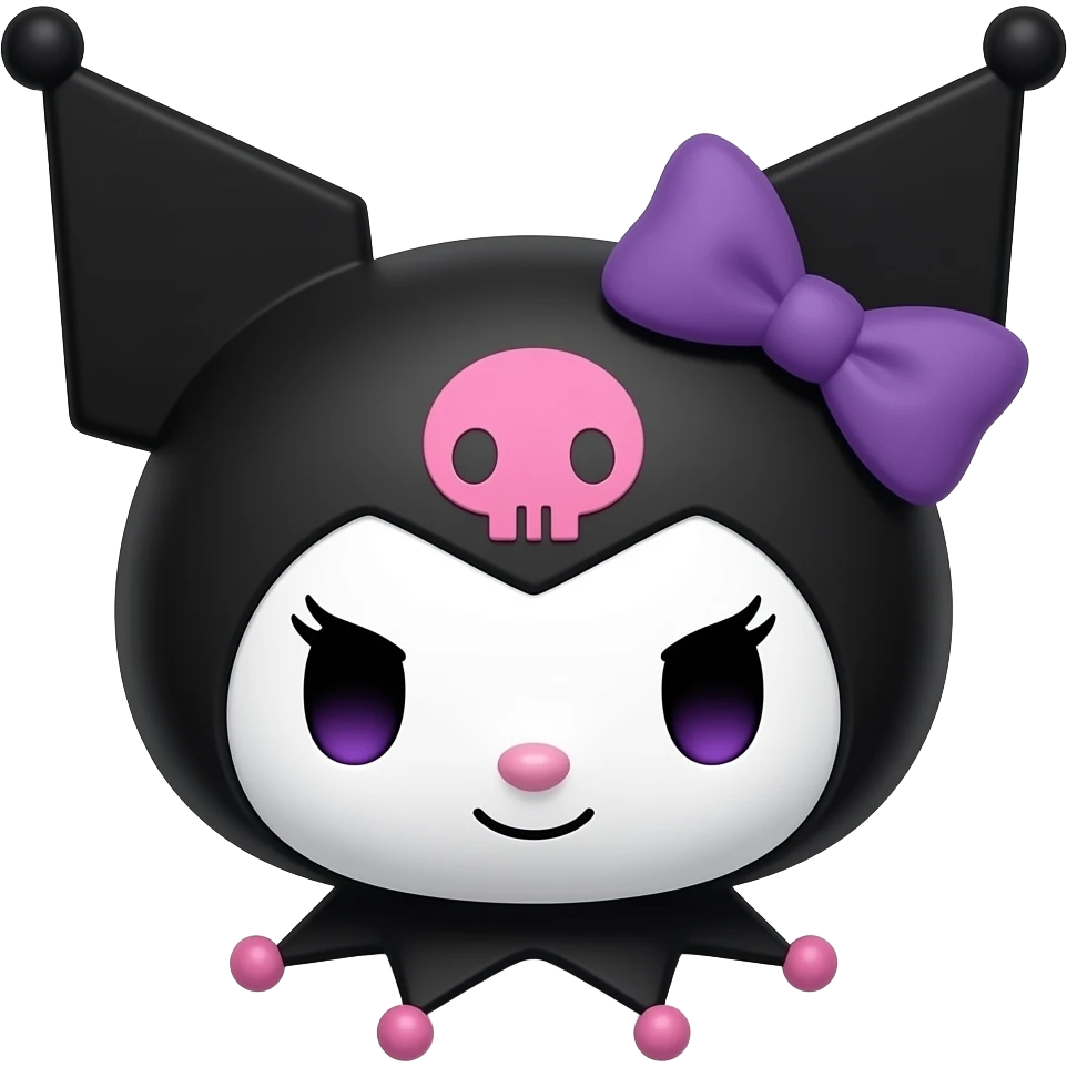 kuromi dressed in black and purple emoji