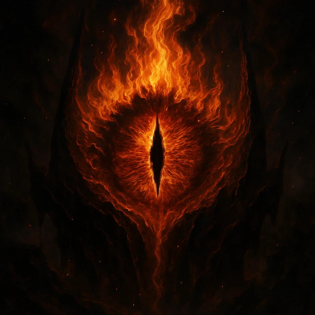 the Eye of Sauron, fiery and menacing, in a dramatic fantasy style emoji