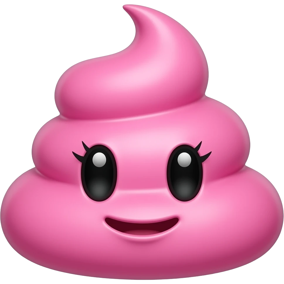 a cute pink poop emoji with getto lashes and a mouth and bangs longer more getto looking on her head emoji