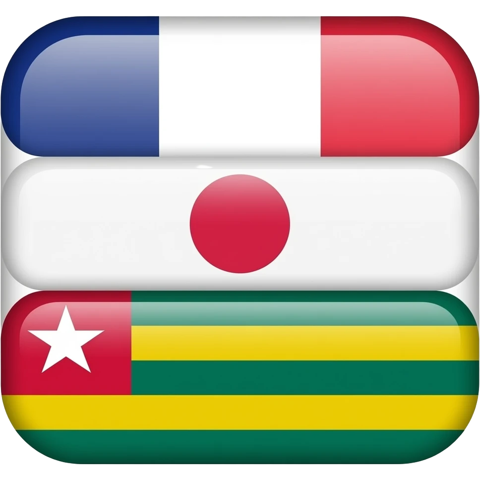 France+Japan+Togo Flag in rectangle emoji