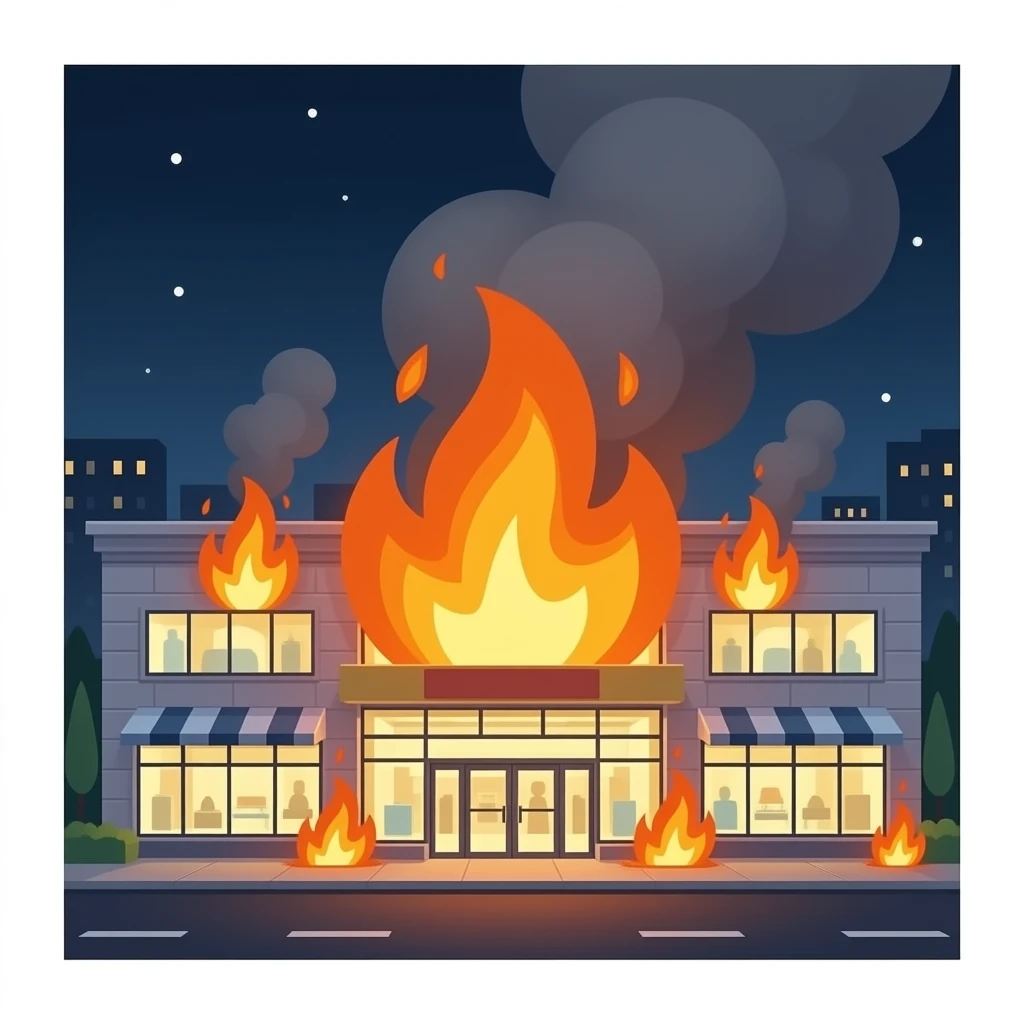 mall with fire emoji