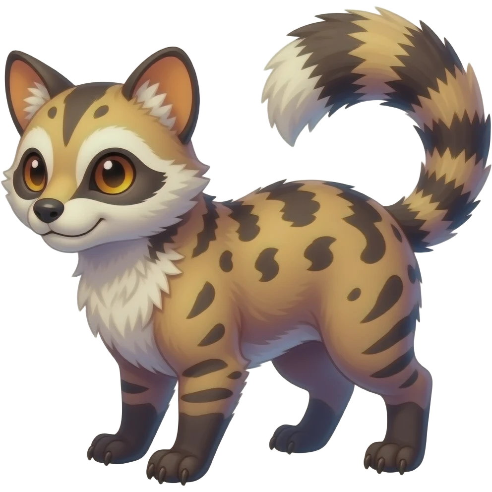 Colorful randomly colored Civet-Mankeulv-Sergal-Vernid-Trico-Fakémon-hybrid emoji