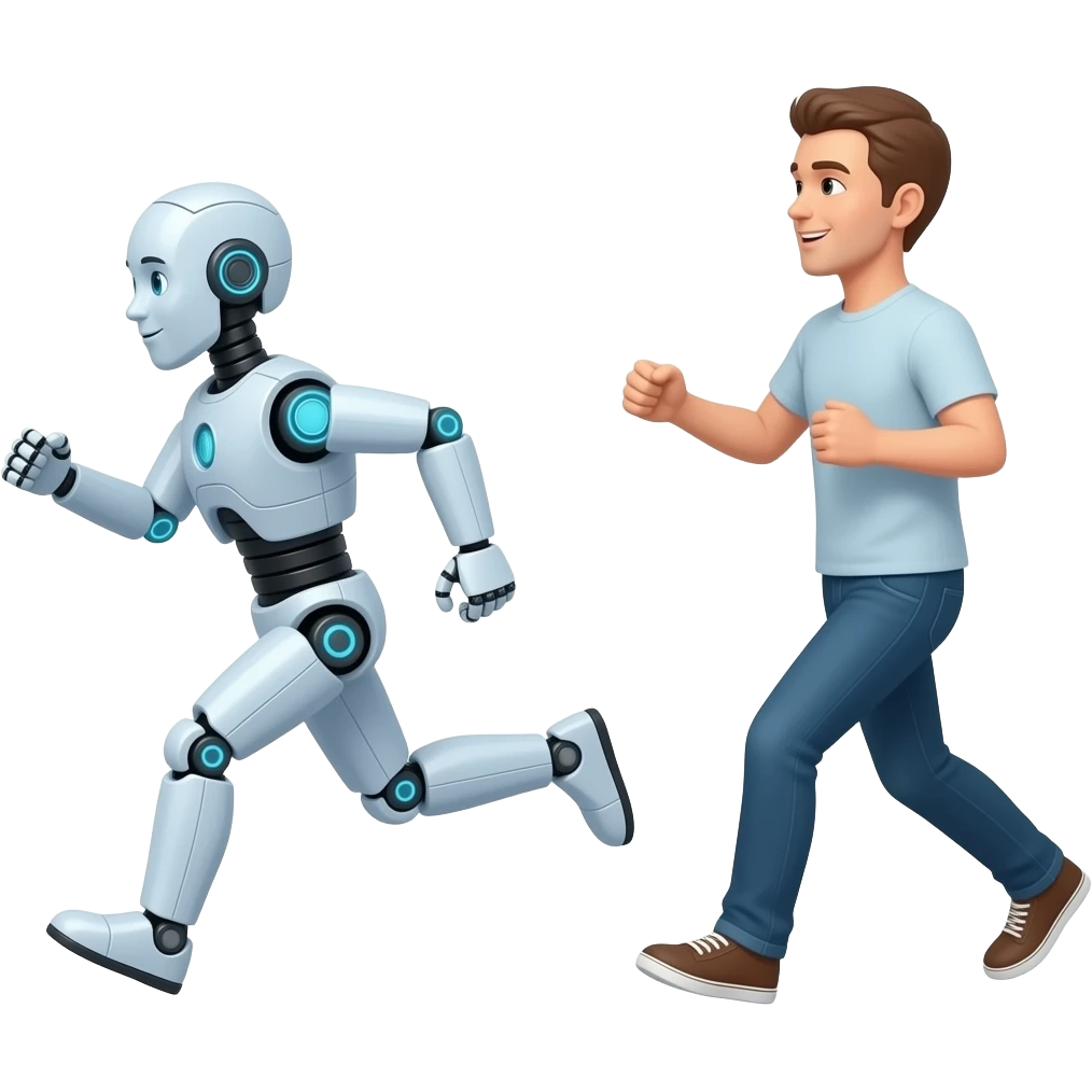 Robot running after an human emoji