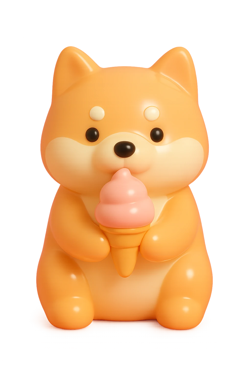 Shiba inu, eating ice cream emoji