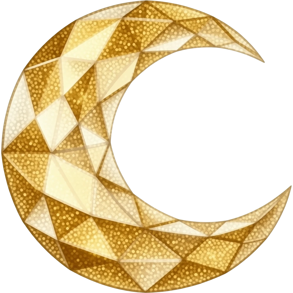 golden detailed glitter crystal half moon emoji