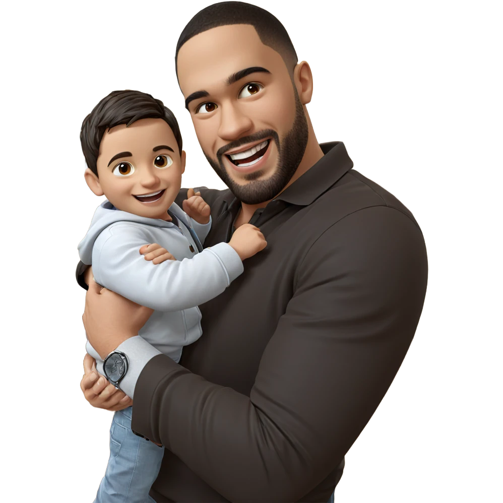 father and son joyful moment emoji