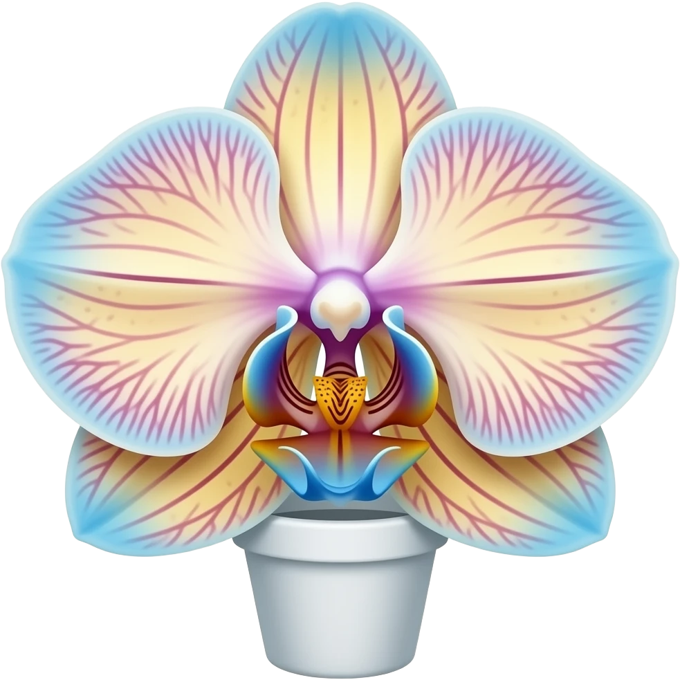Orange blue Orchid in a white pot emoji