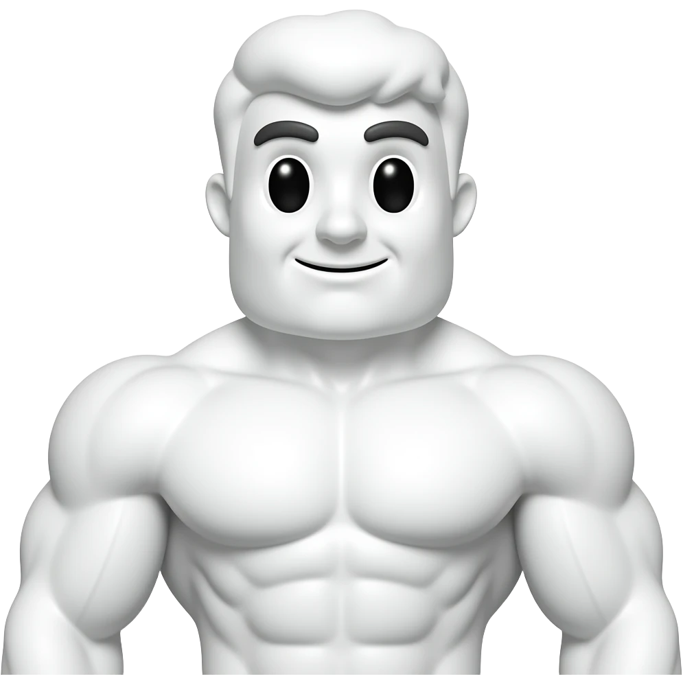 marshmallow man with body and muscles emoji