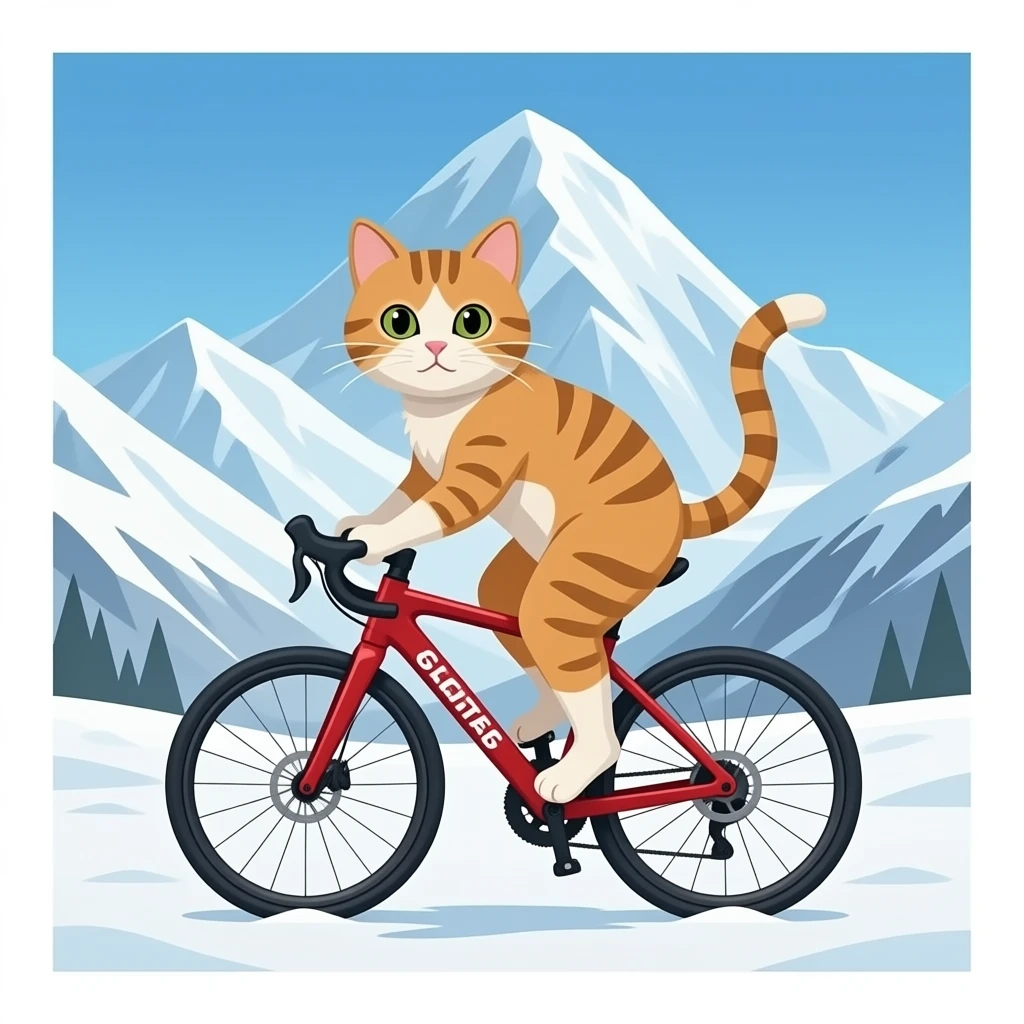 cat riding bike on mount everest emoji