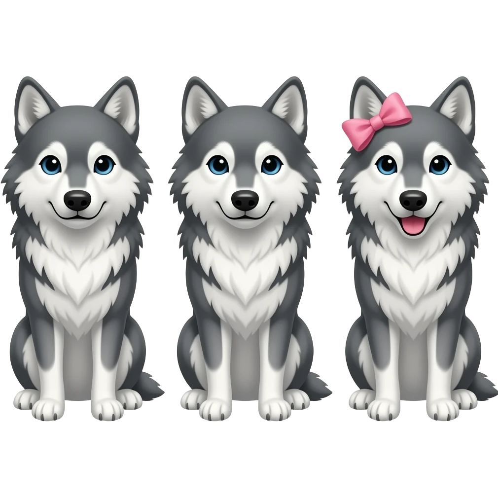 3 lupi di cui un fiocco rosa in testa emoji