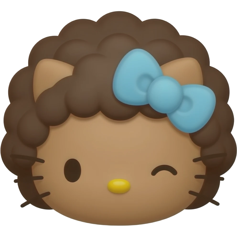 𝙸 𝚠𝚊𝚗𝚝 𝚊 𝚌𝚞𝚝𝚎 𝚑𝚎𝚕𝚕𝚘 𝚔𝚒𝚝𝚝𝚢 𝚎𝚖𝚘𝚓𝚒 𝚠𝚒𝚝𝚑 𝚊 𝚕𝚒𝚐𝚑𝚝 𝚋𝚕𝚞𝚎 𝚋𝚘𝚠 𝚘𝚗 𝚝𝚑𝚎 𝚝𝚘𝚙 𝚘𝚏 𝚝𝚑𝚎 𝚑𝚎𝚊𝚍 𝚊𝚗𝚍 𝚊𝚕𝚜𝚘 𝚊 𝚋𝚛𝚘𝚠𝚗 𝙰𝚏𝚛𝚘 𝚏𝚘𝚛 𝚝𝚑𝚎 𝚑𝚊𝚒𝚛 𝚊𝚗𝚍 𝚝𝚑𝚎 𝚜𝚔𝚒𝚗 𝚝𝚘 𝚋𝚎 𝚋𝚛𝚘𝚠𝚗 𝚊𝚗𝚍 𝚊 𝚠𝚒𝚗𝚔 𝚏𝚊𝚌𝚎 𝚊𝚕𝚜𝚘 emoji